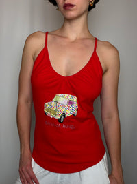Top à bretelles rouge M/L vintage