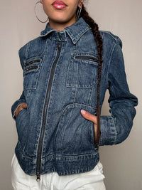 Veste en denim avec détails L vintage