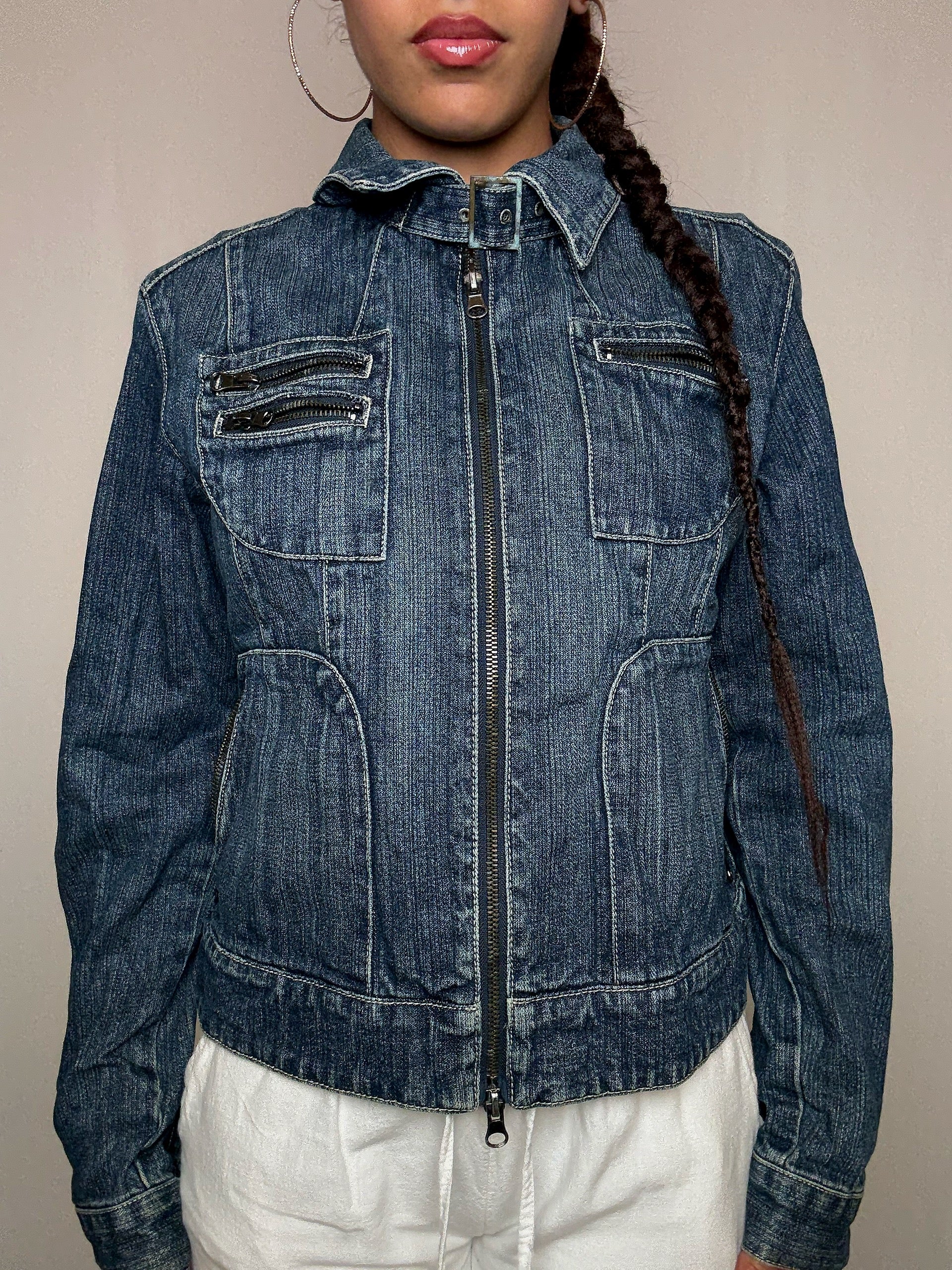 Veste en denim avec détails L vintage