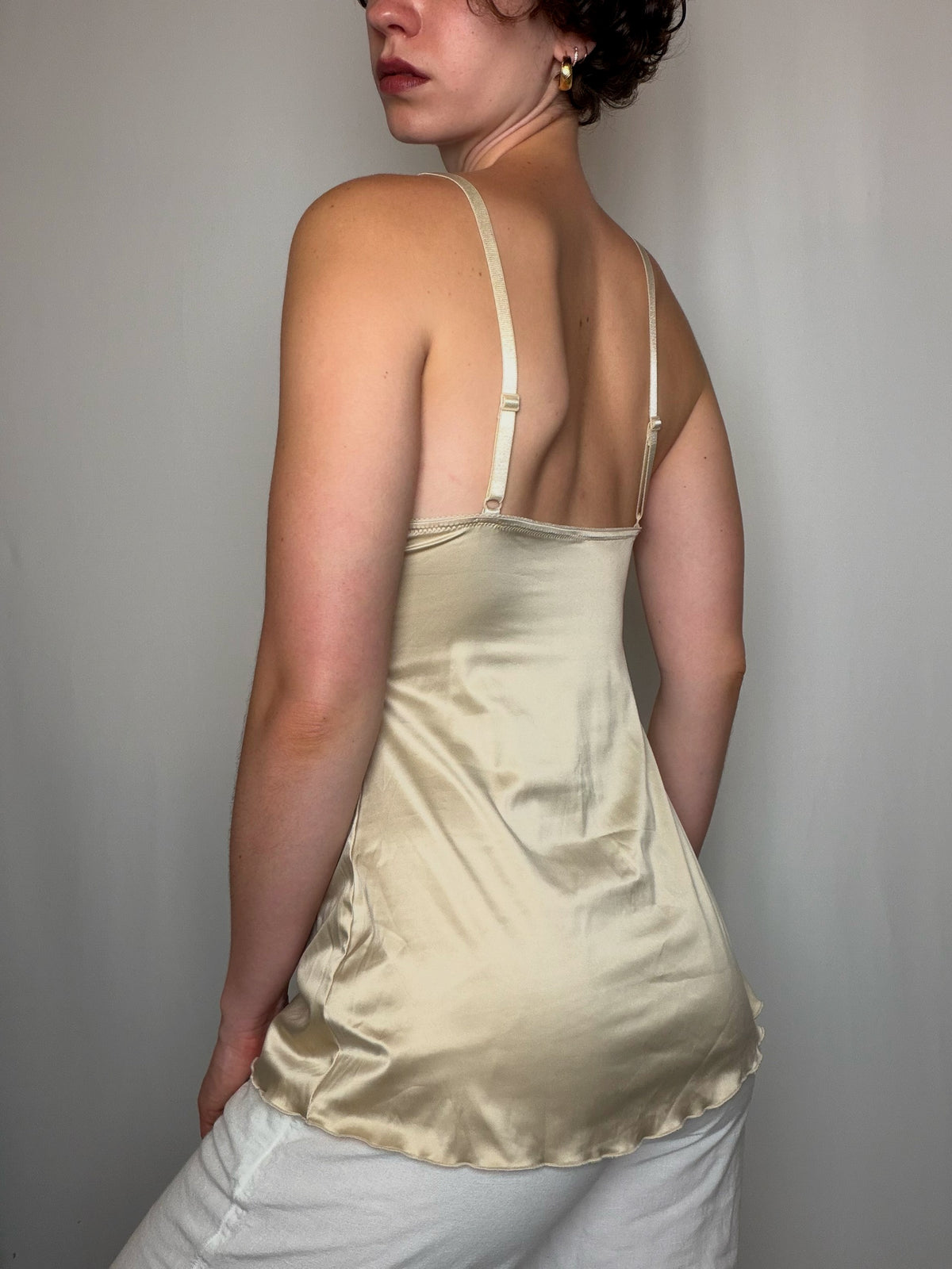 Top à bretelles champagne S/M vintage