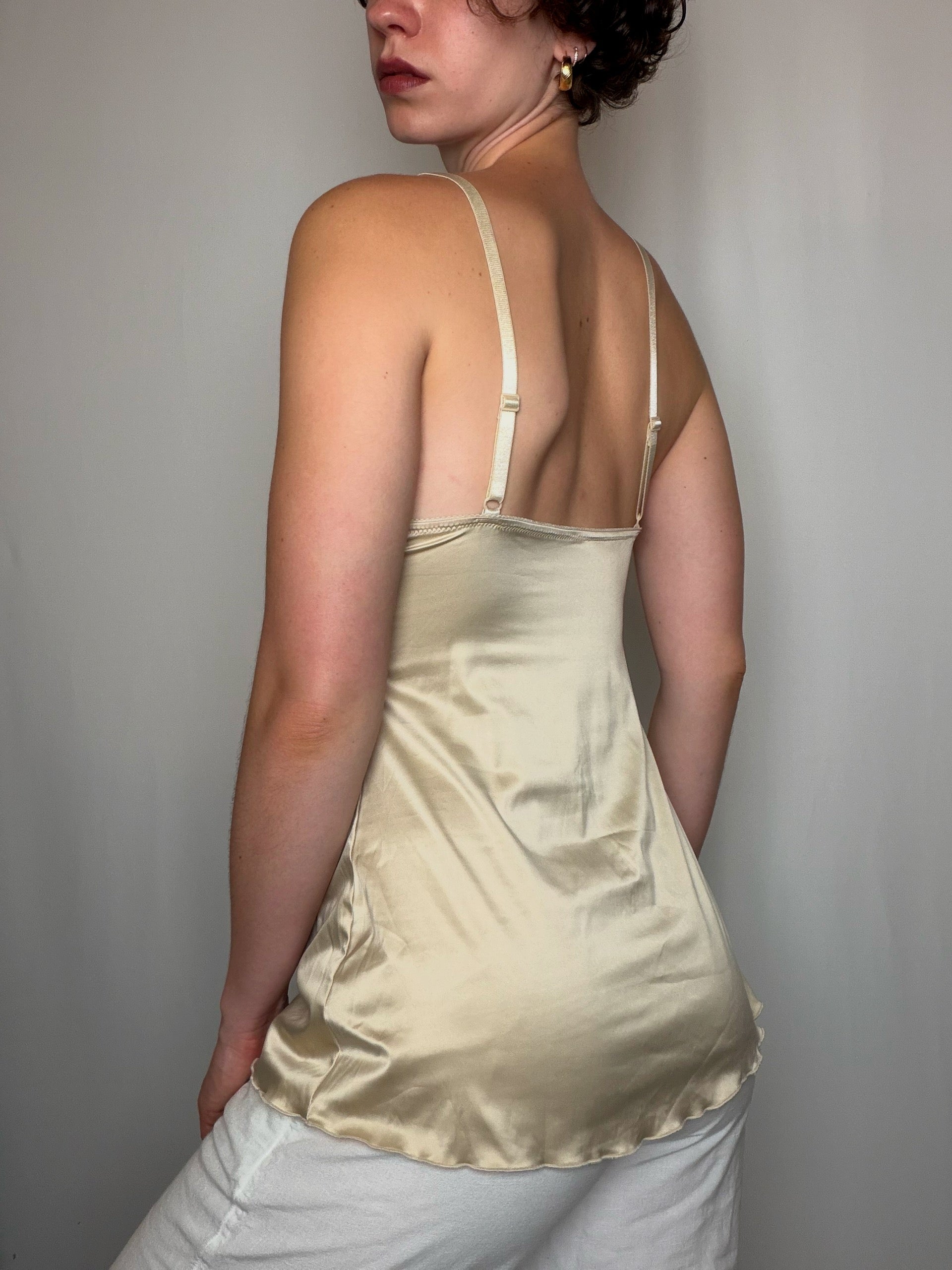 Top à bretelles champagne S/M vintage