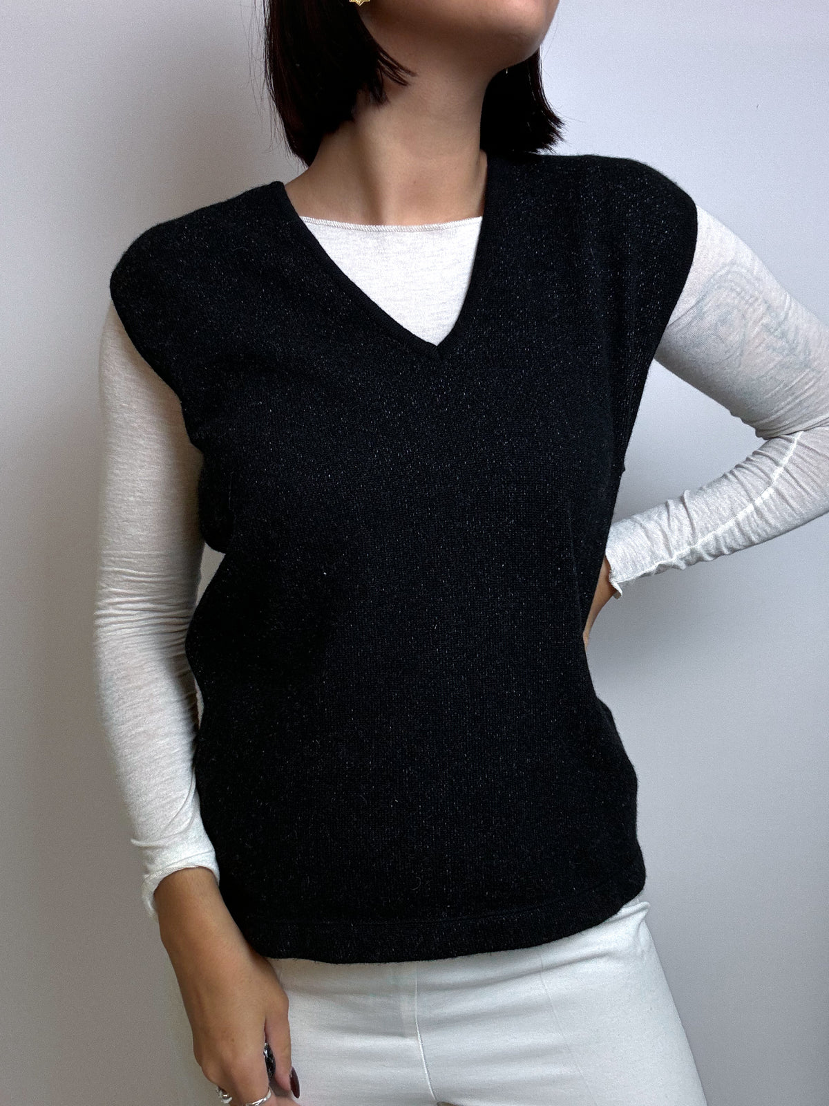 Gilet en cashmere et en soie Vintage S/M