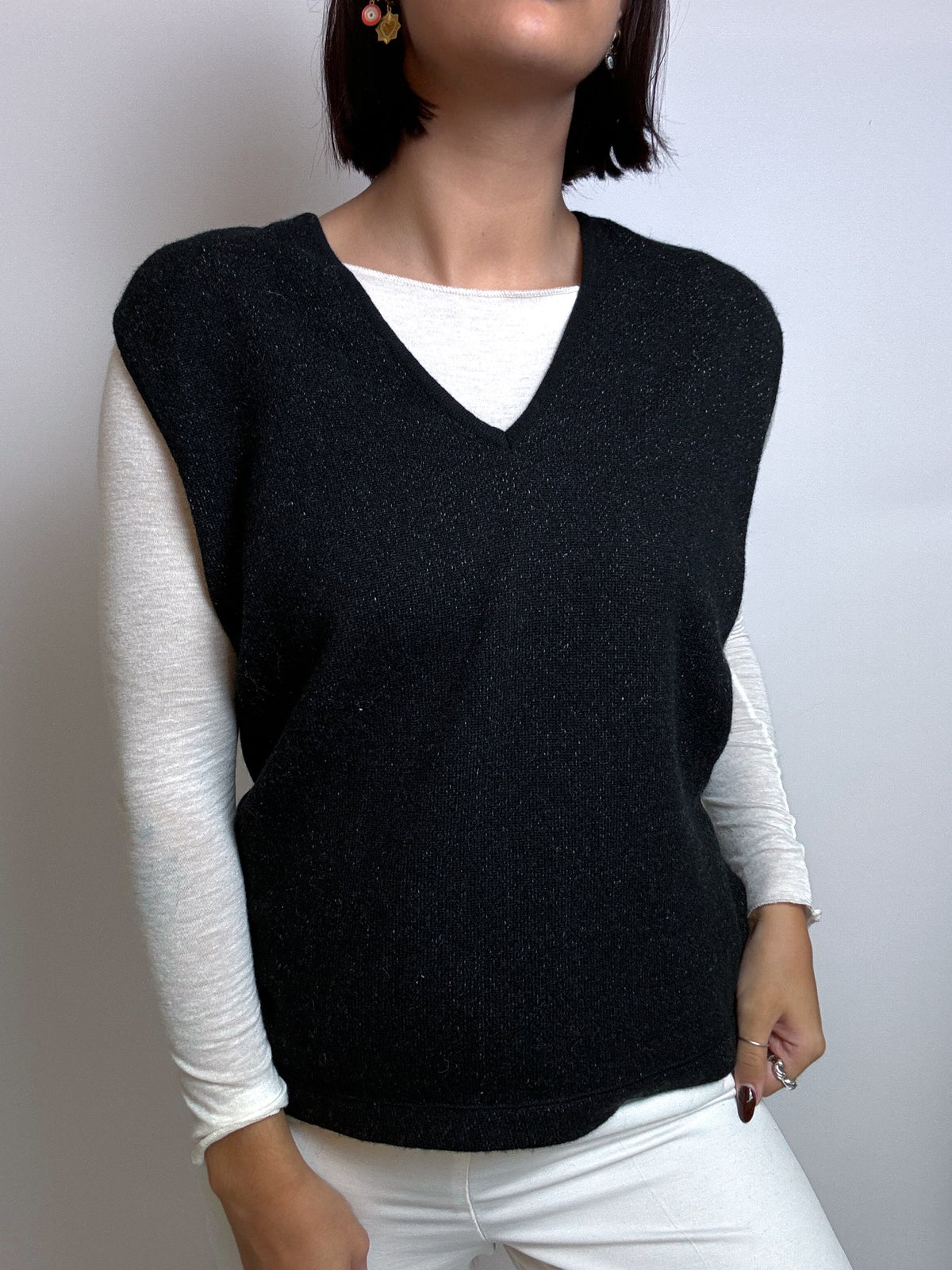 Gilet en cashmere et en soie Vintage S/M