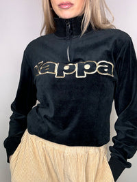 KAPPA L Vintage-Sweatshirt aus Velours mit Reißverschluss