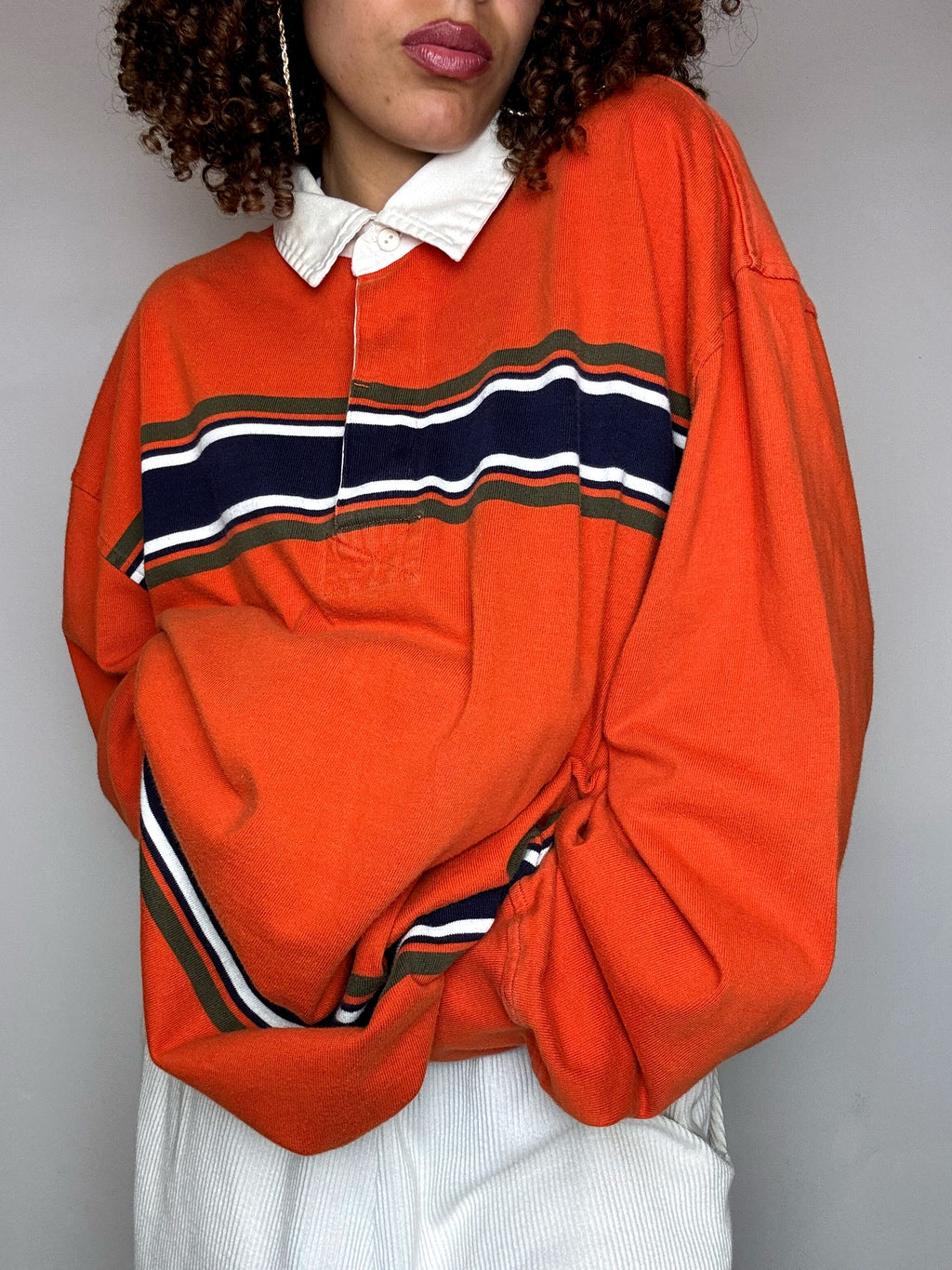 Polo manches longues orange TOMMY HILFIGER XL vintage
