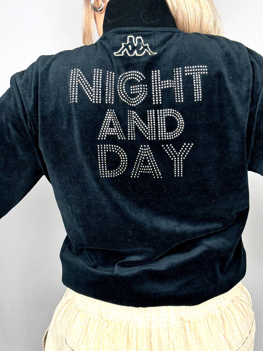 KAPPA L Vintage-Sweatshirt aus Velours mit Reißverschluss