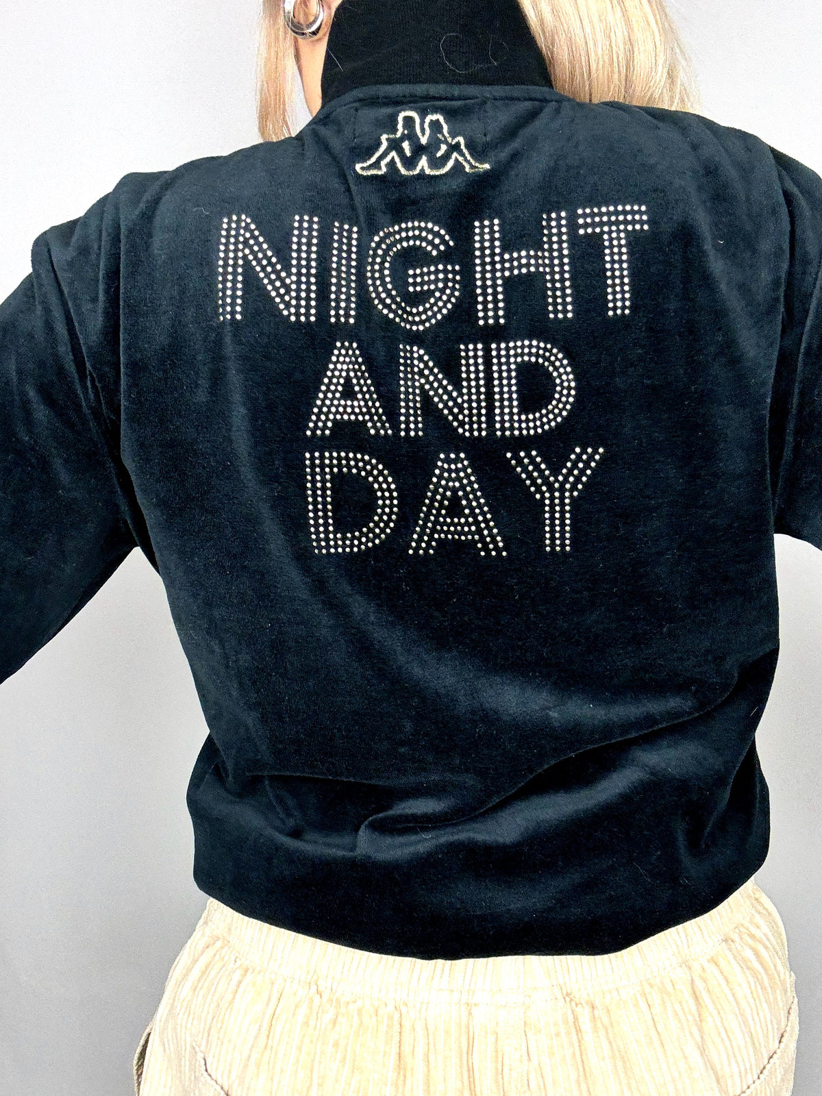KAPPA L Vintage-Sweatshirt aus Velours mit Reißverschluss