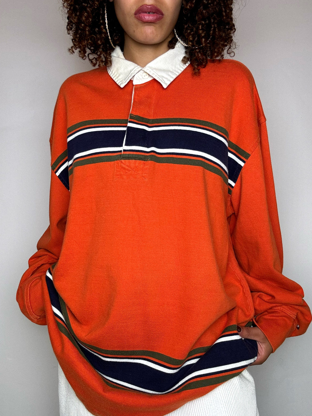 Polo manches longues orange TOMMY HILFIGER XL vintage