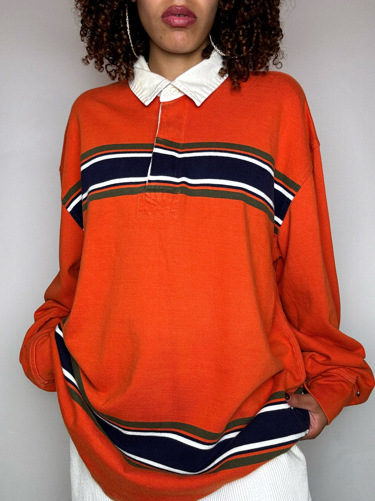 Vintage RALPH LAUREN red long-sleeved polo shirt M