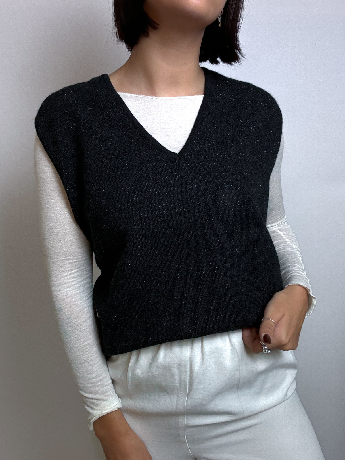 Gilet en cashmere et en soie Vintage S/M