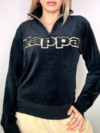 KAPPA L Vintage-Sweatshirt aus Velours mit Reißverschluss
