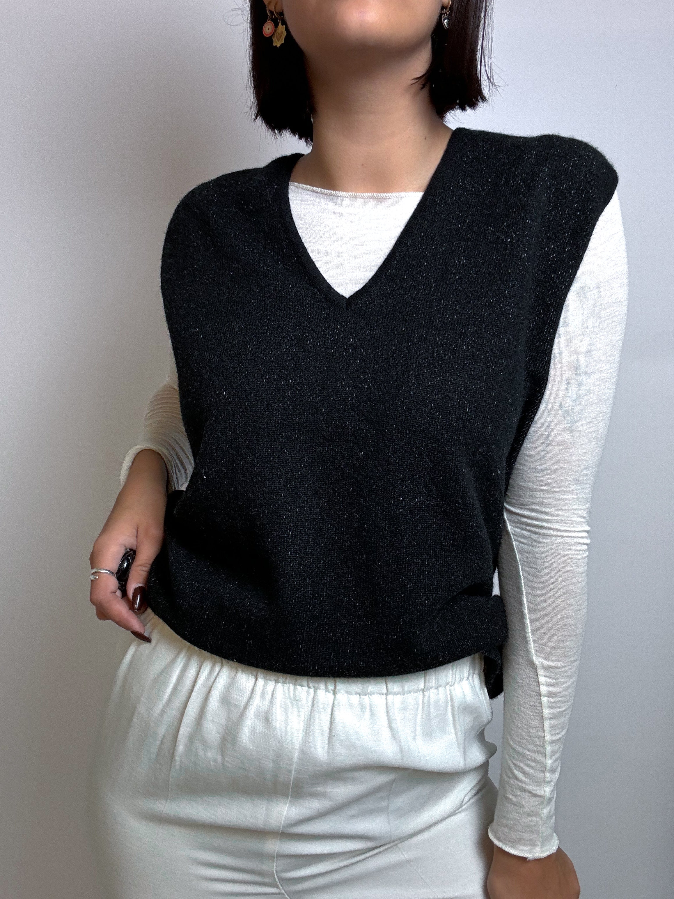 Gilet en cashmere et en soie Vintage S/M