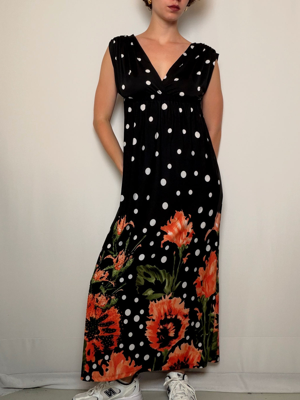 Robe noire a pois S/M vintage