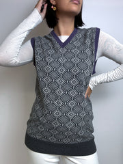Vintage Gray and Purple Wool Vest S/M 