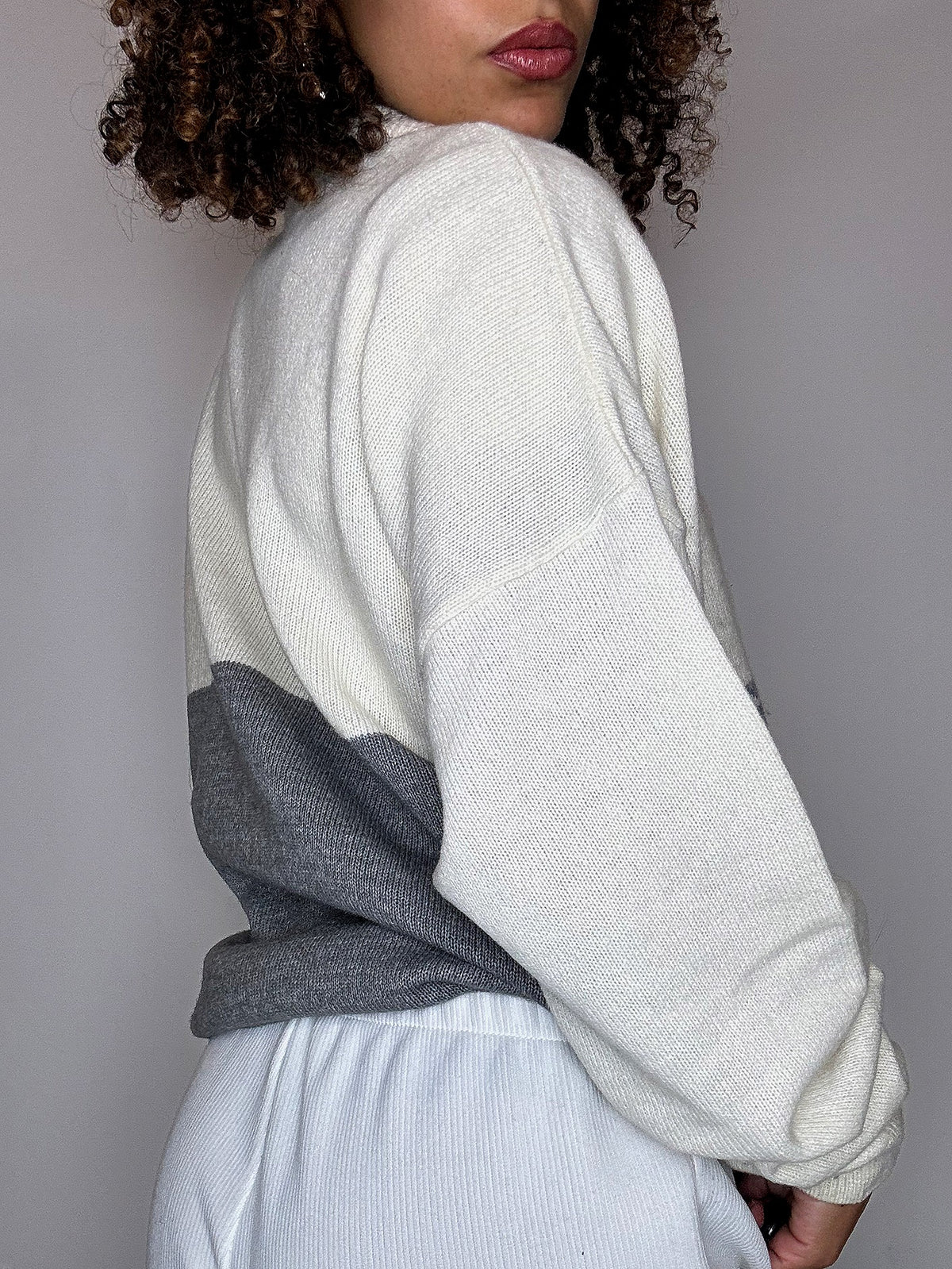 Pull en maille bicolore XL vintage