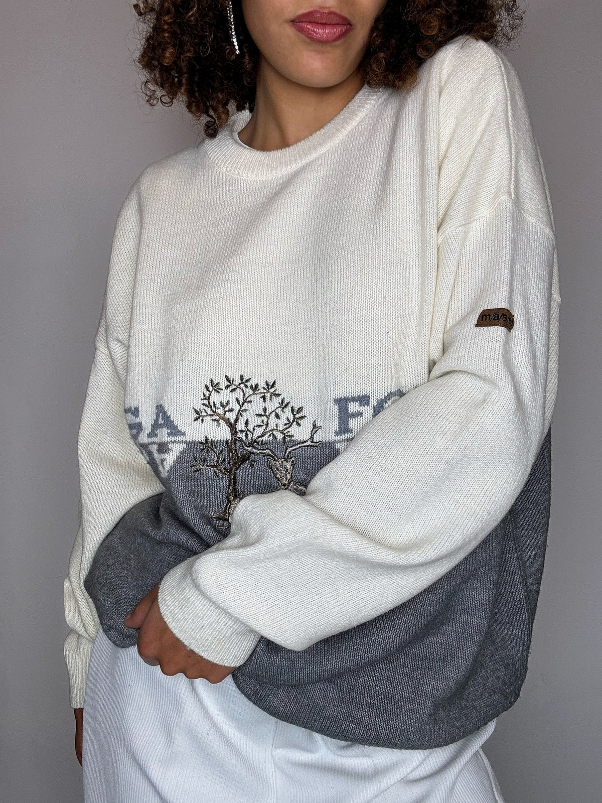 Pull en maille bicolore XL vintage