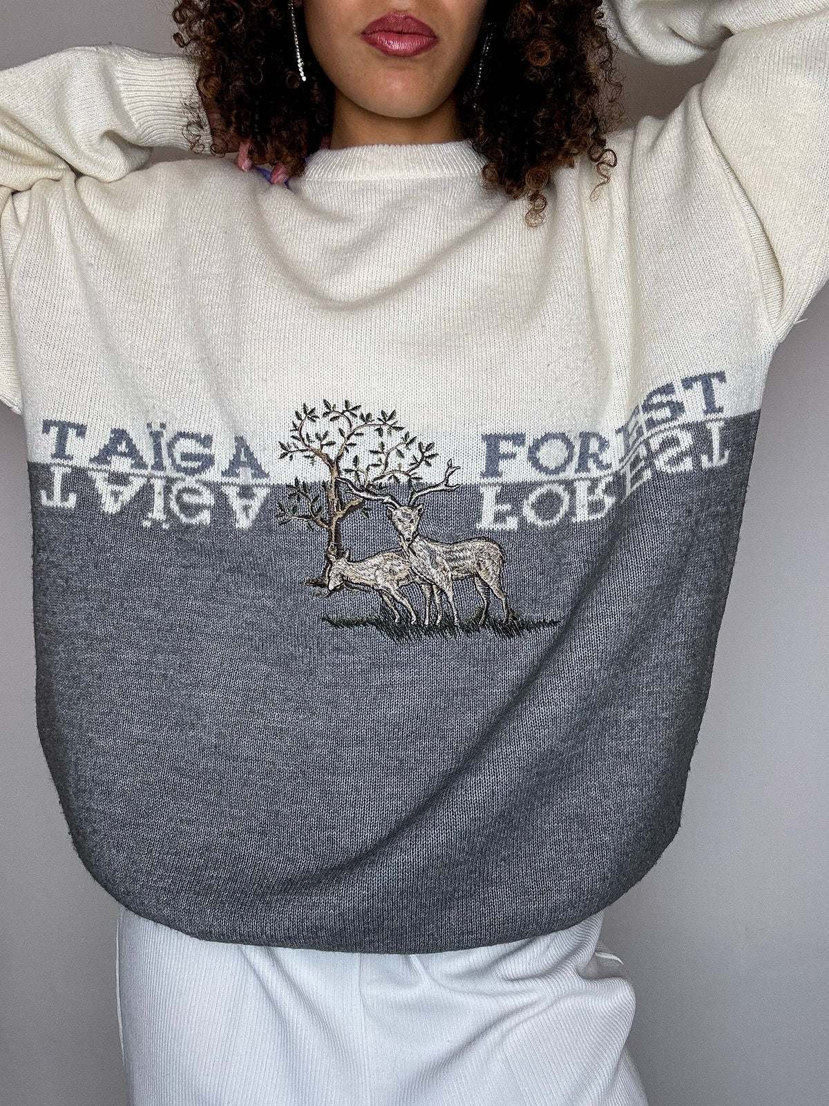 Pull en maille bicolore XL vintage