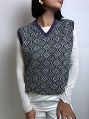 Vintage Gray and Purple Wool Vest S/M 