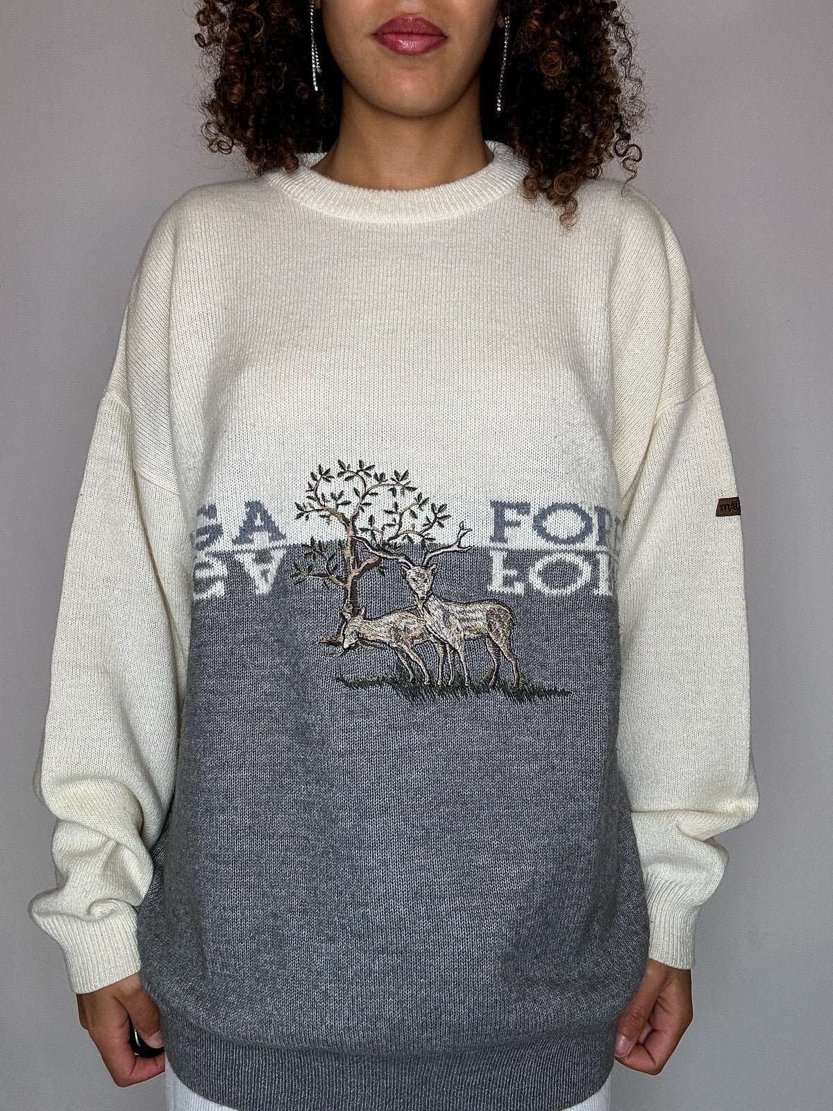 Pull en maille bicolore XL vintage