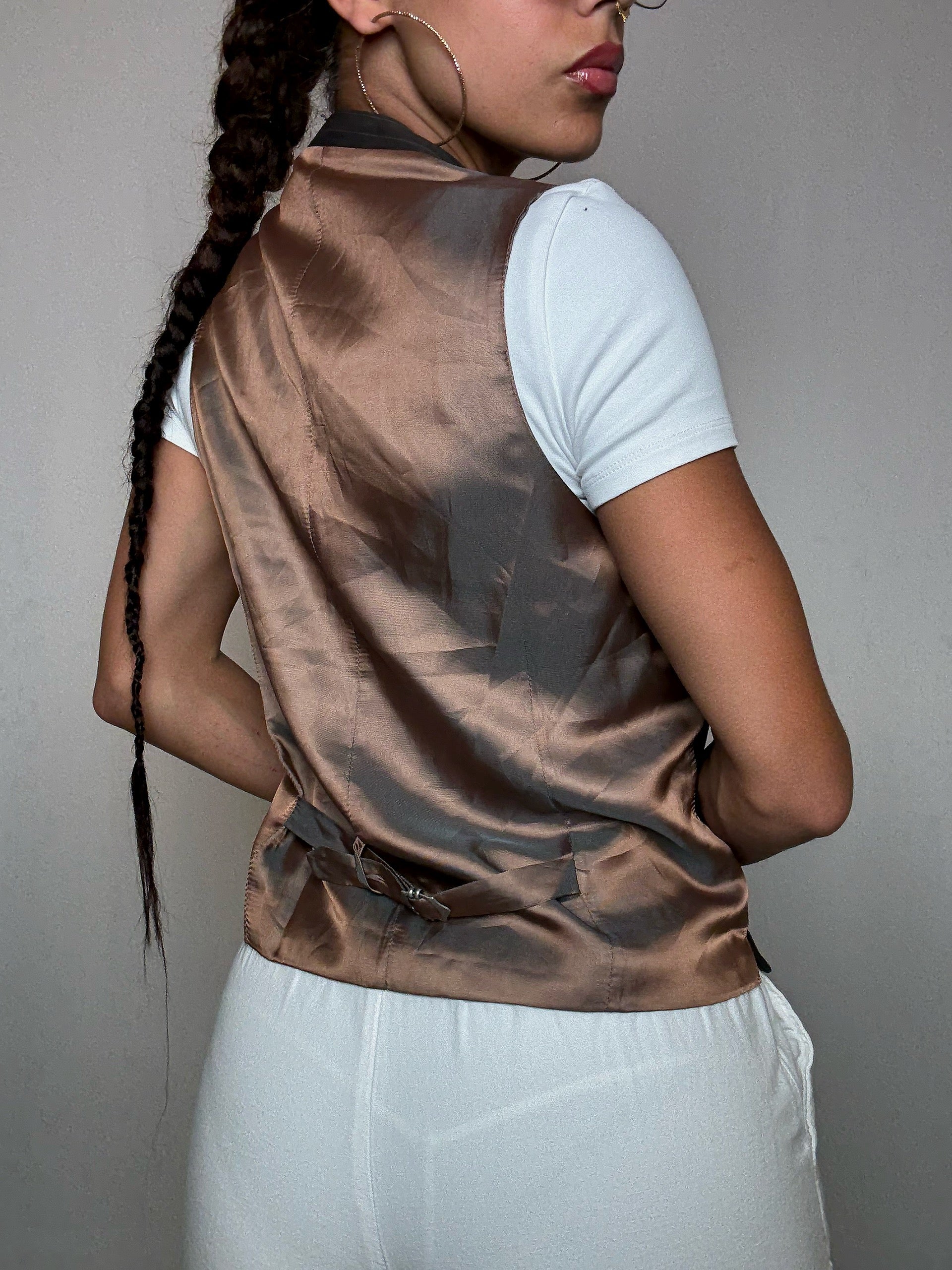 Gilet de costume brun S/M vintage
