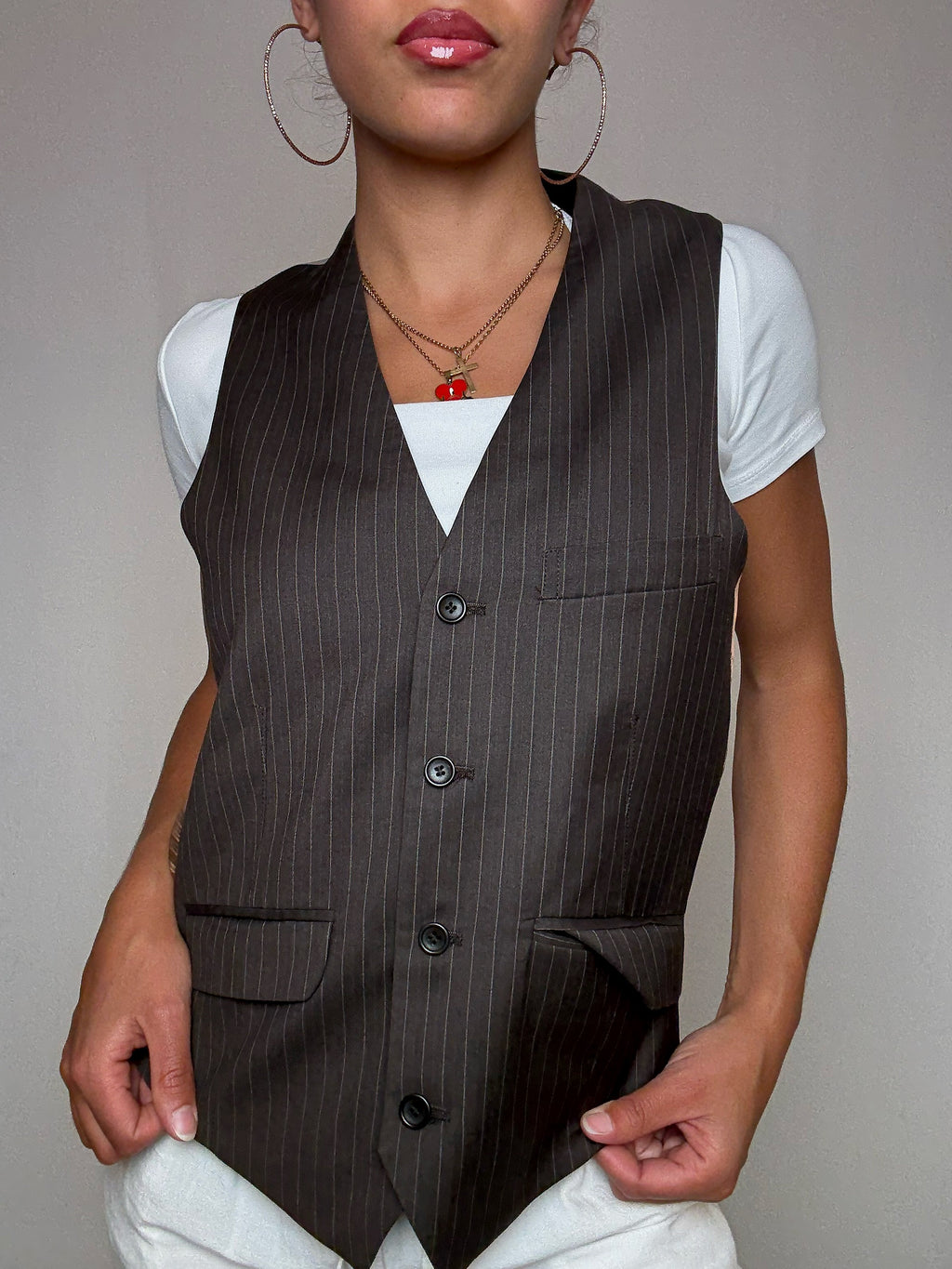 Gilet de costume brun S/M vintage