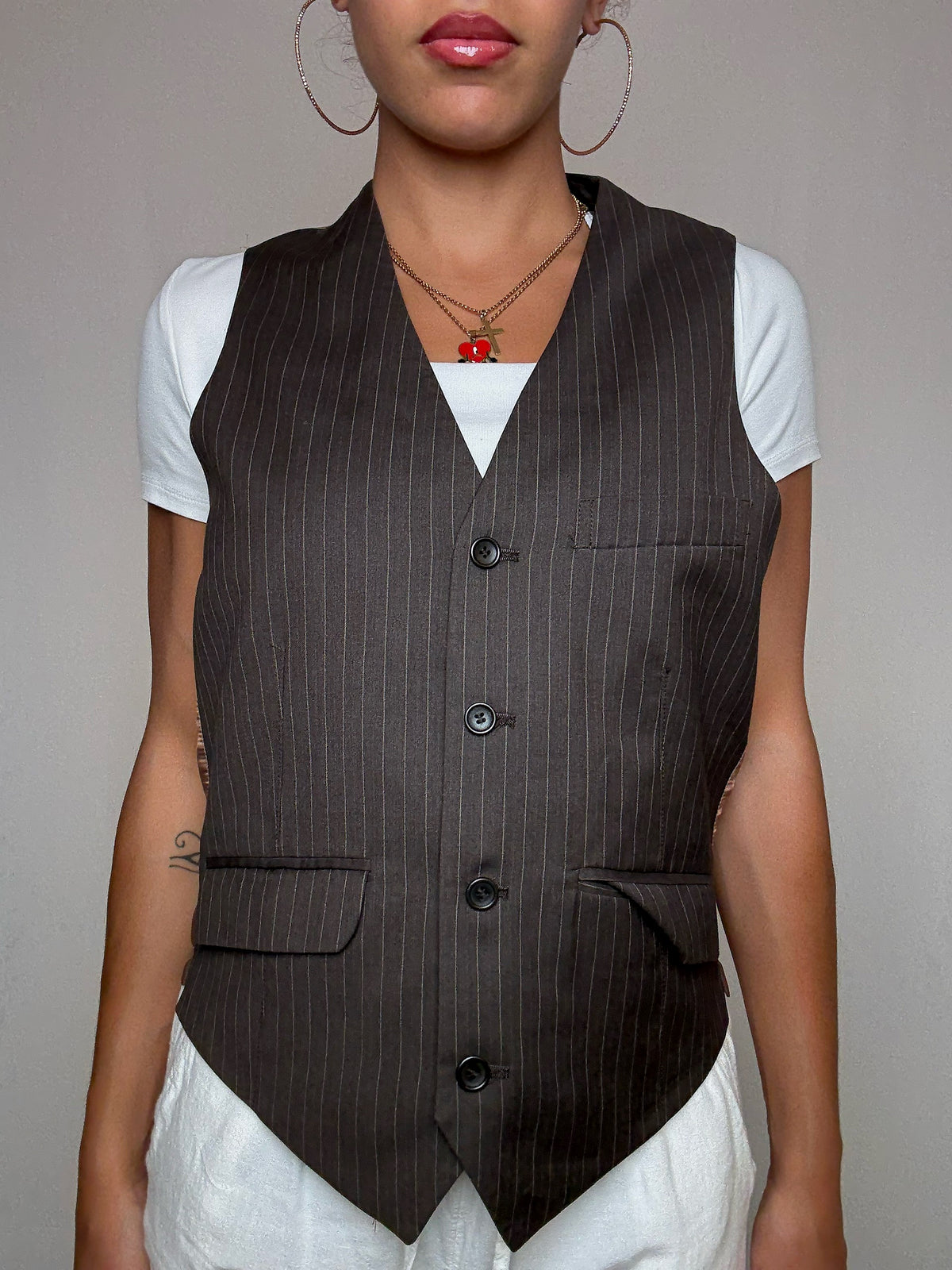 Gilet de costume brun S/M vintage