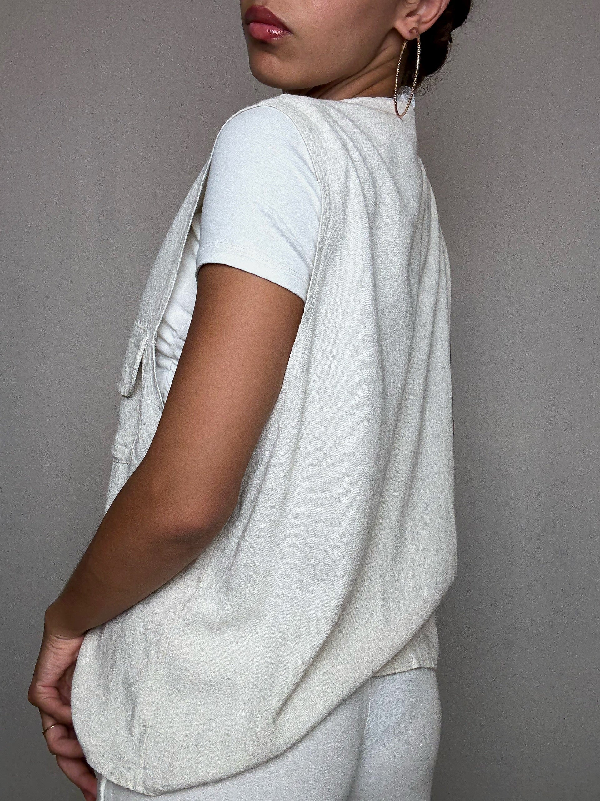 Gilet en lin beige XL vintage