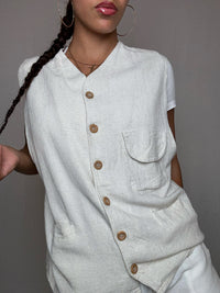 Gilet en lin beige XL vintage