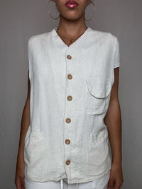 Gilet en lin beige XL vintage