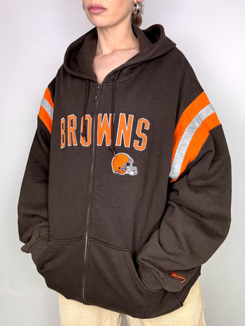 Veste sweat à capuche marron NFL x REEBOK XL vintage