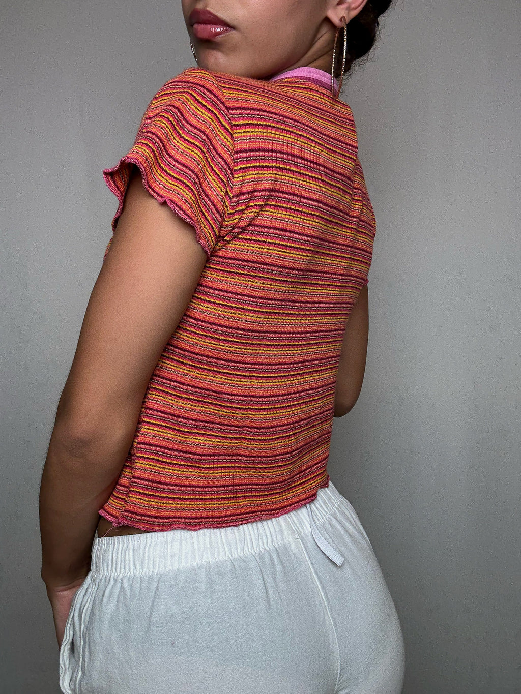 Gestreiftes bauchfreies Vintage-T-Shirt für Herren