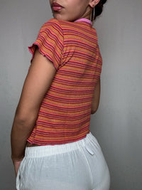 Gestreiftes bauchfreies Vintage-T-Shirt für Herren
