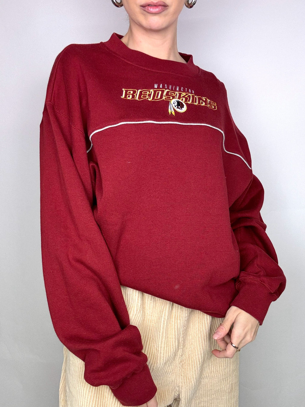 NFL L vintage burgundy crew neck sweatshirt