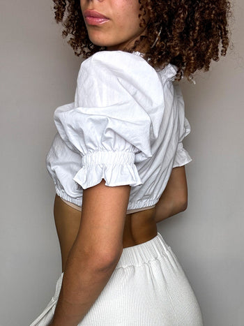 Crop top bohème blanc S vintage
