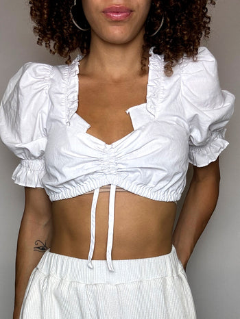 Crop top bohème blanc S vintage