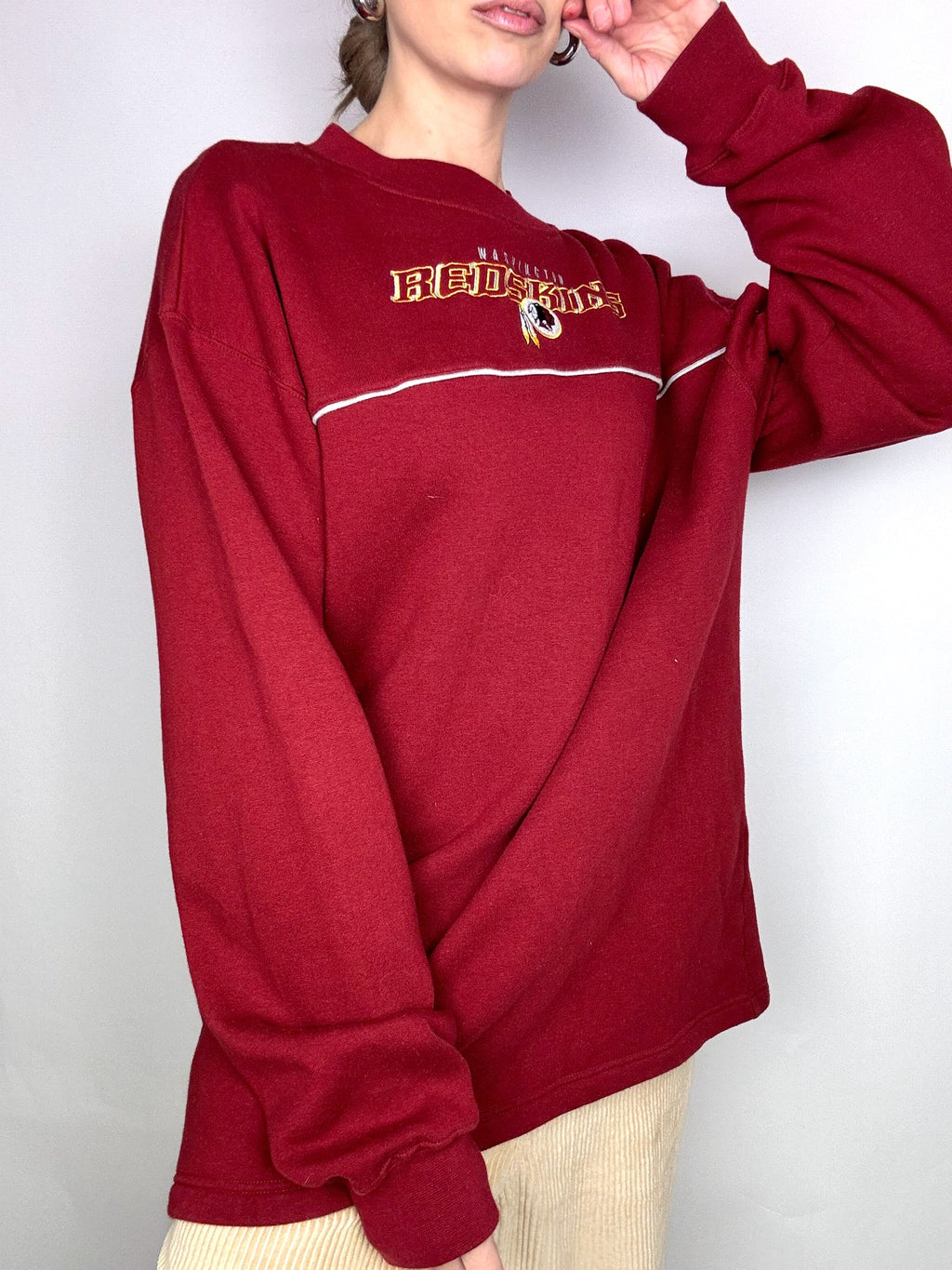 NFL L vintage burgundy crew neck sweatshirt