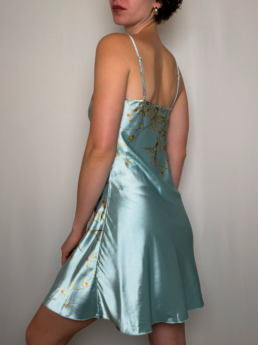 Robe satinée bleue S vintage