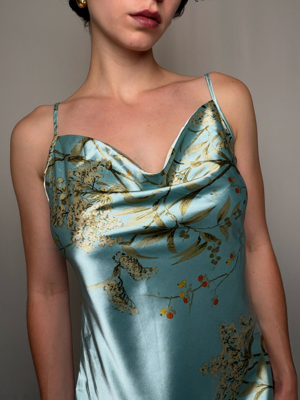 Robe satinée bleue S vintage