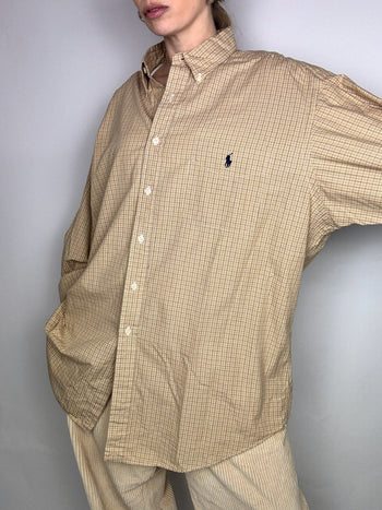 Chemise à carreaux beige RALPH LAUREN - Yarmouth XL Vintage