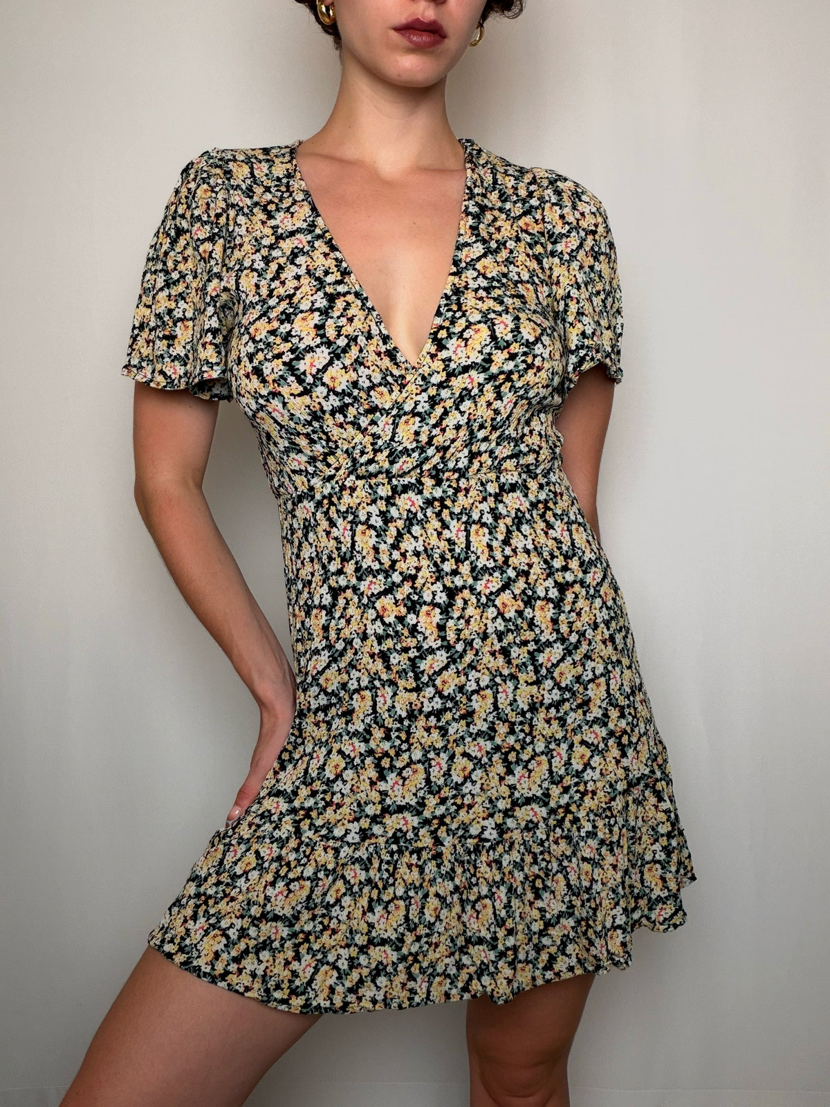 Robe a fleurs multicolore S vintage