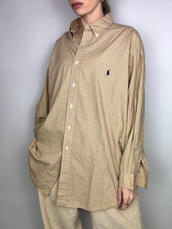 Chemise à carreaux beige RALPH LAUREN - Yarmouth XL Vintage