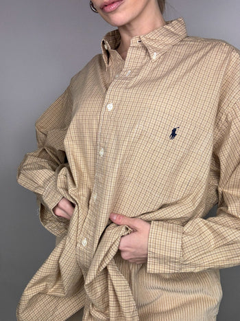 Chemise à carreaux beige RALPH LAUREN - Yarmouth XL Vintage