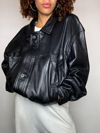 Vintage M/L schwarze Lederjacke