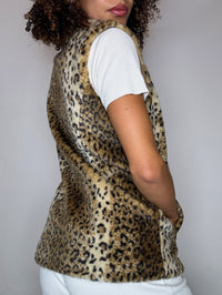 Gilet en fausse fourrure léopard S vintage