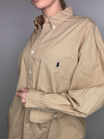 Chemise à carreaux beige RALPH LAUREN - Yarmouth XL Vintage