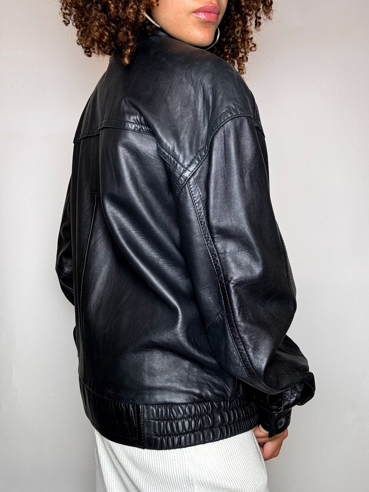 Vintage M/L schwarze Lederjacke