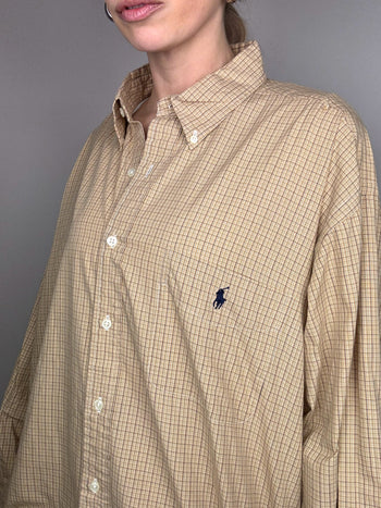 Chemise à carreaux beige RALPH LAUREN - Yarmouth XL Vintage