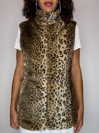 Gilet en fausse fourrure léopard S vintage