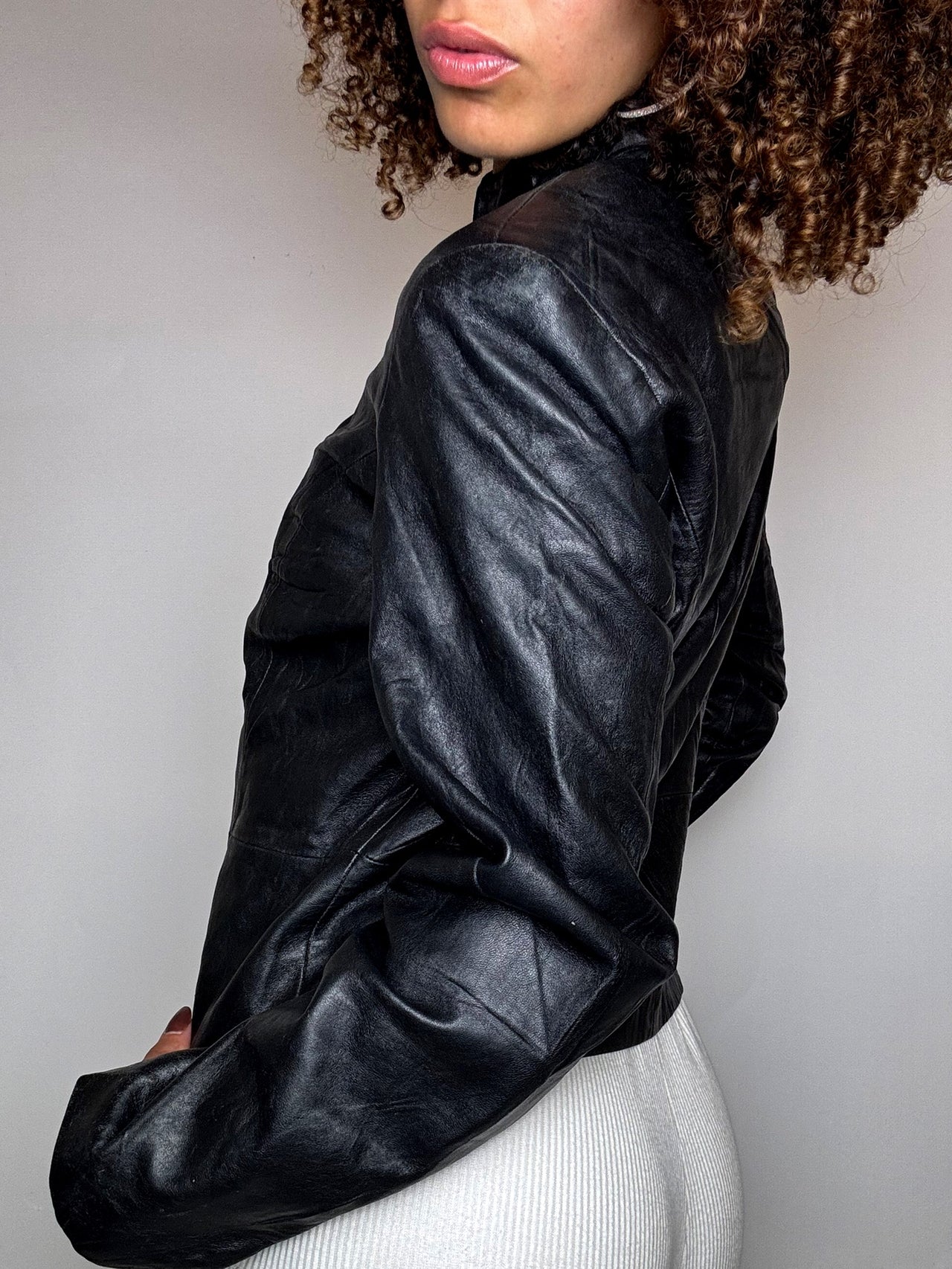 Veste en cuir fittée S vintage
