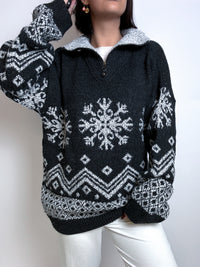 Dark gray sweater with vintage zip M/L 